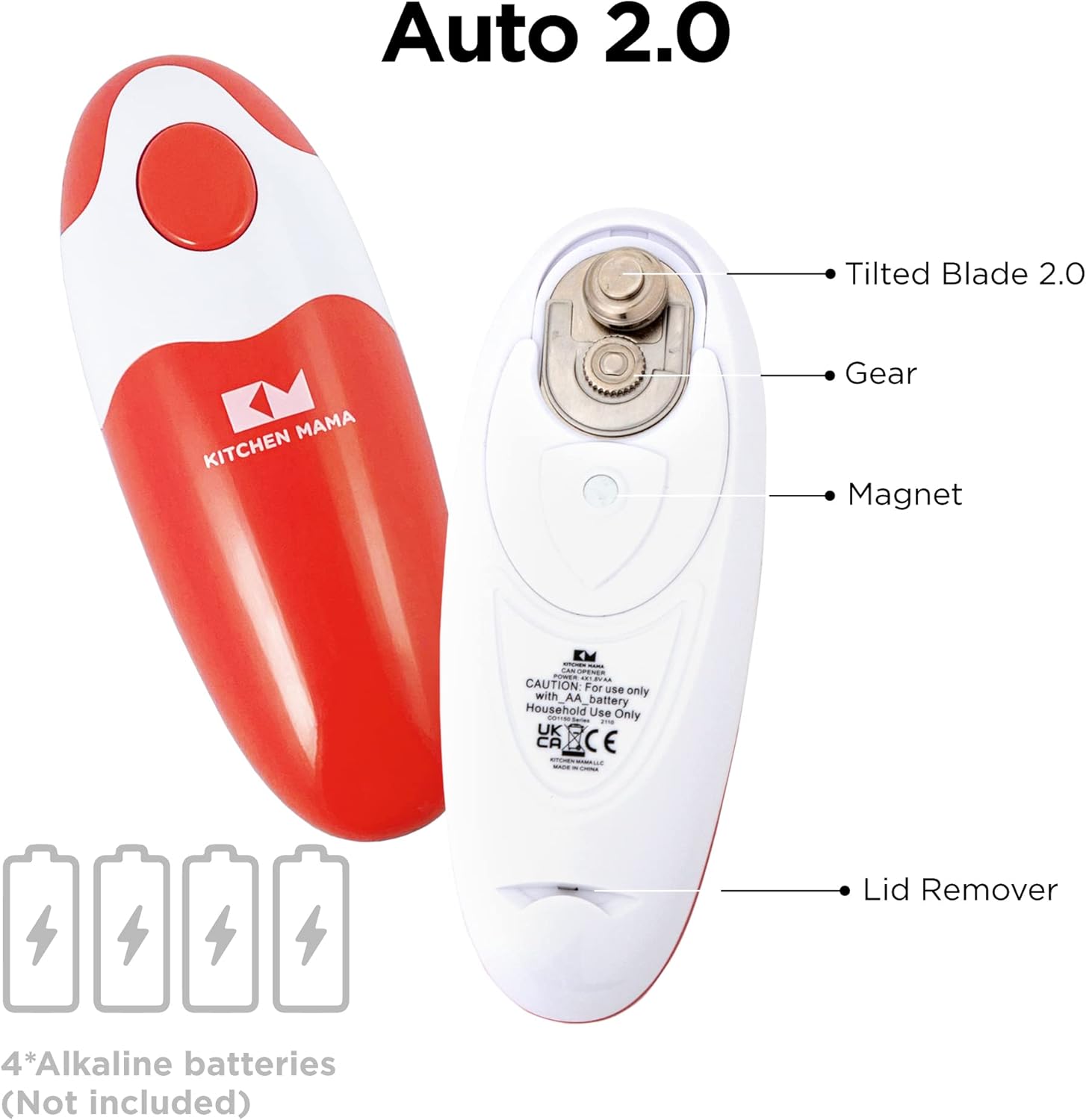 Kitchen Mama Auto 20 Electric Can Opener - Red 1