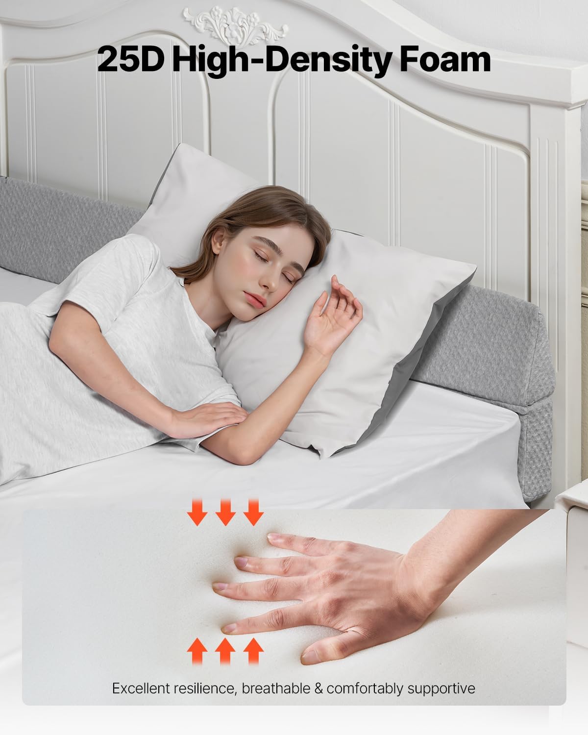 VEVOR Bed Wedge Pillow - 60x6x6 Gray 0-7 Gap Filler