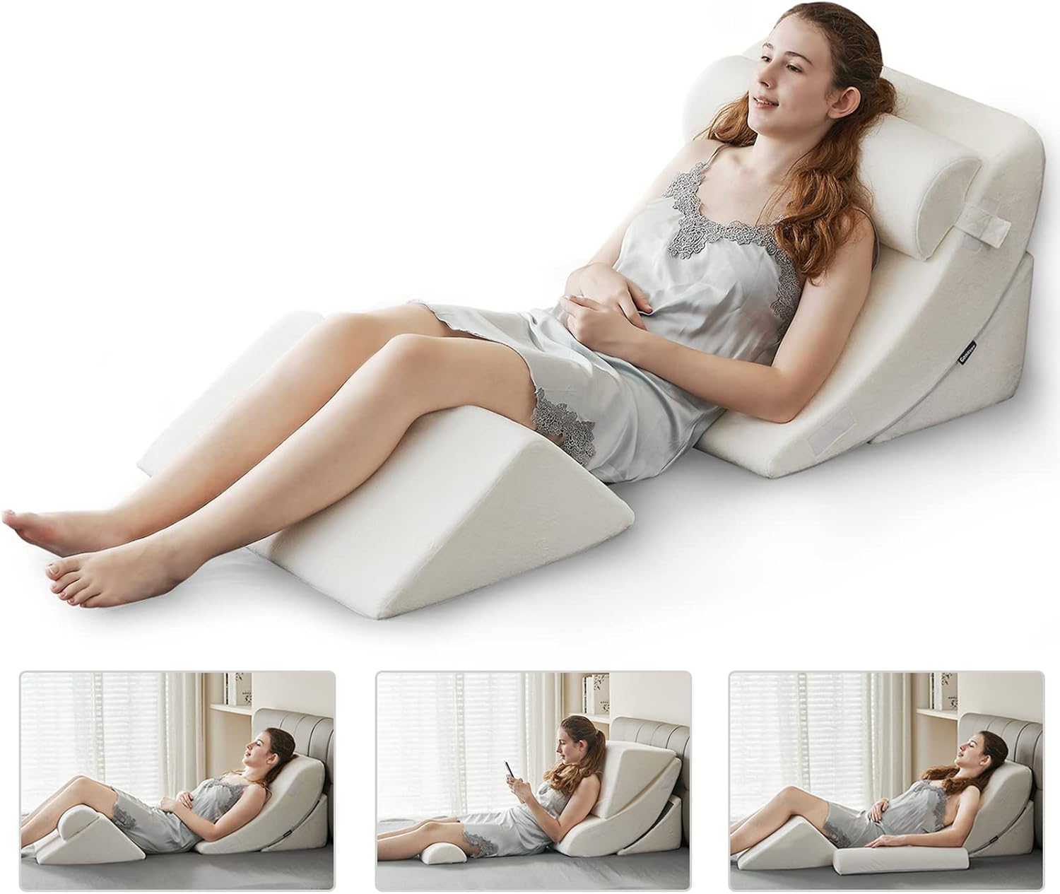 Ganaver 4PCS Orthopedic Pillow Set for Surgery Recovery and Acid Reflux Relief