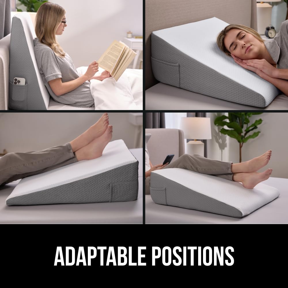 GORILLA GRIP Bed Wedge Pillow with Dots and Storage