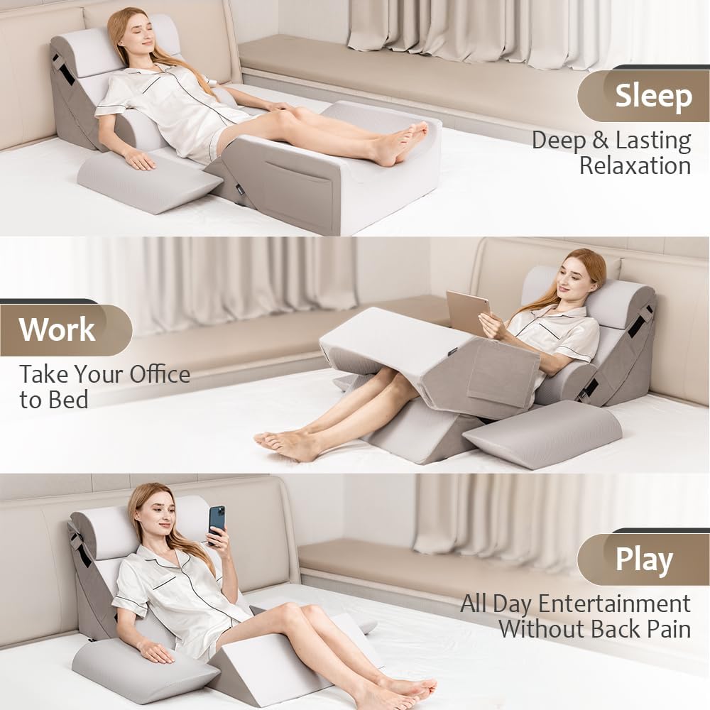 FifthQuarter 9PCS Orthopedic Wedge Pillow Set for Post Surgery Recovery
