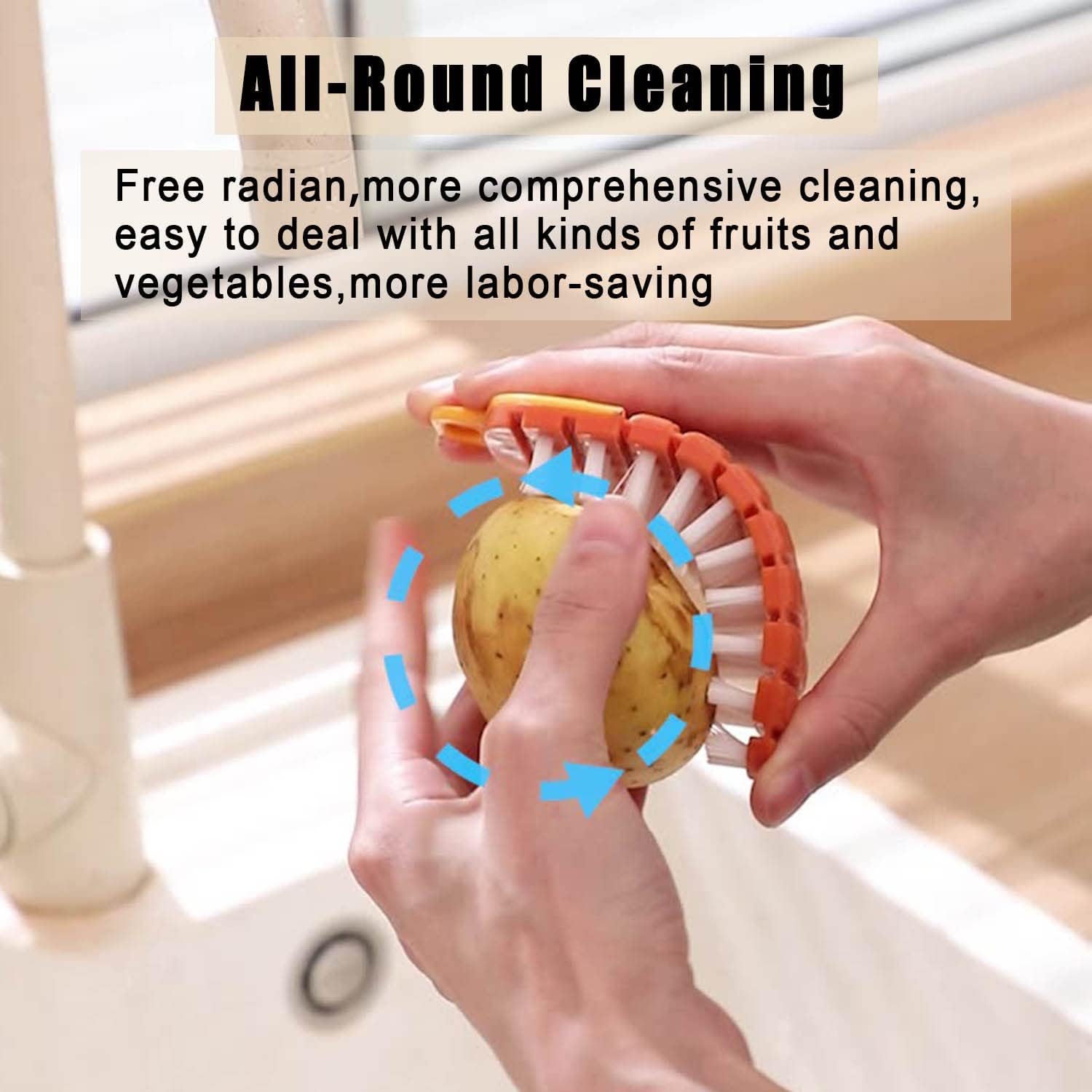 Tiankohelan 2 Pcs Bendable Vegetable Brush for Cleaning Fruits and Vegetables