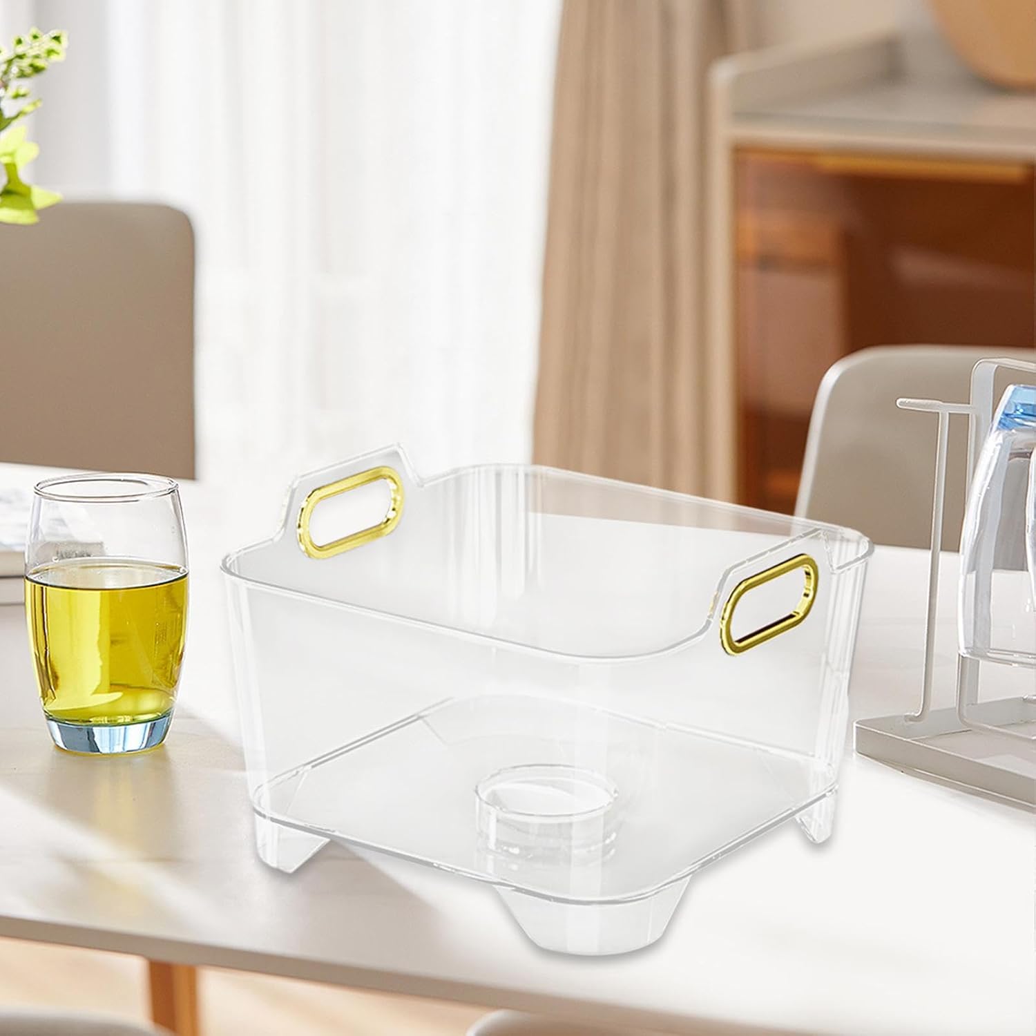 MagiDeal Clear Vegetable Washing Basket with Drain and Anti-Slip Design
