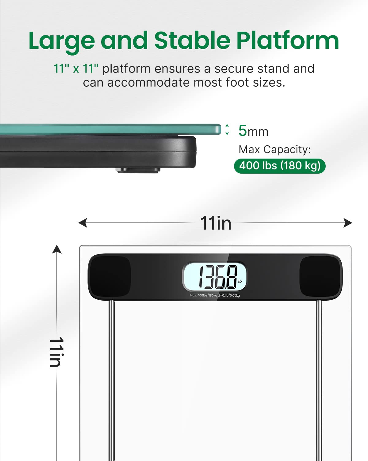 FITINDEX Digital Bathroom Scale for Accurate Weight Measurement