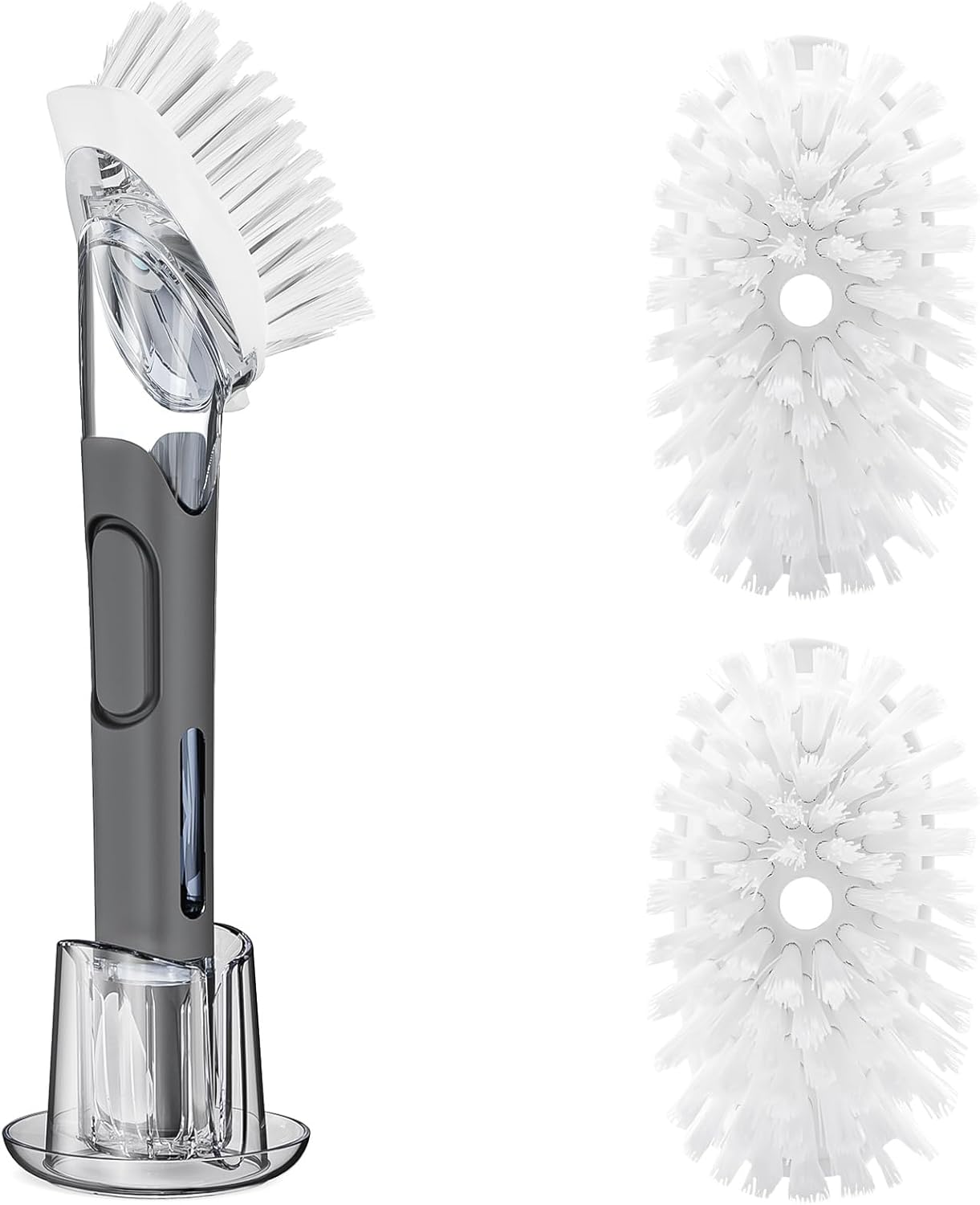RIMAY Soap Dispensing Dish Brush Set with Holder