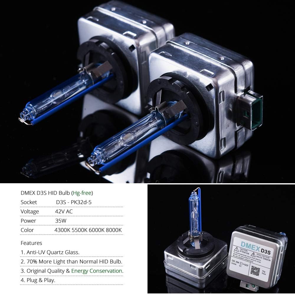DMEX D3S Xenon Headlight Bulbs 35W 8000K White Blue Pack of 2