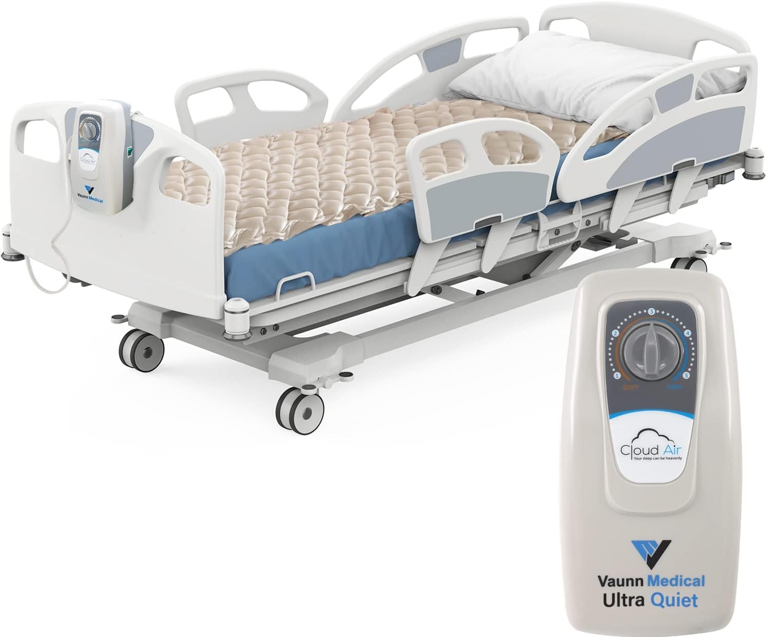 Vaunn Medical Cloud Air Mattress Topper with Pump - Quiet Pressure Relief