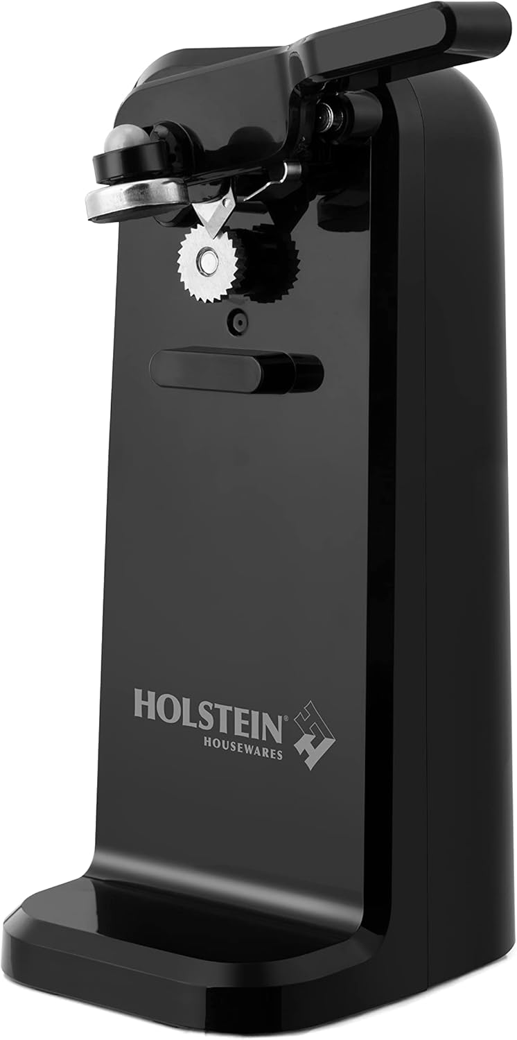 Holstein Electric Can Opener with Auto Shutoff and Push Down Lever Black