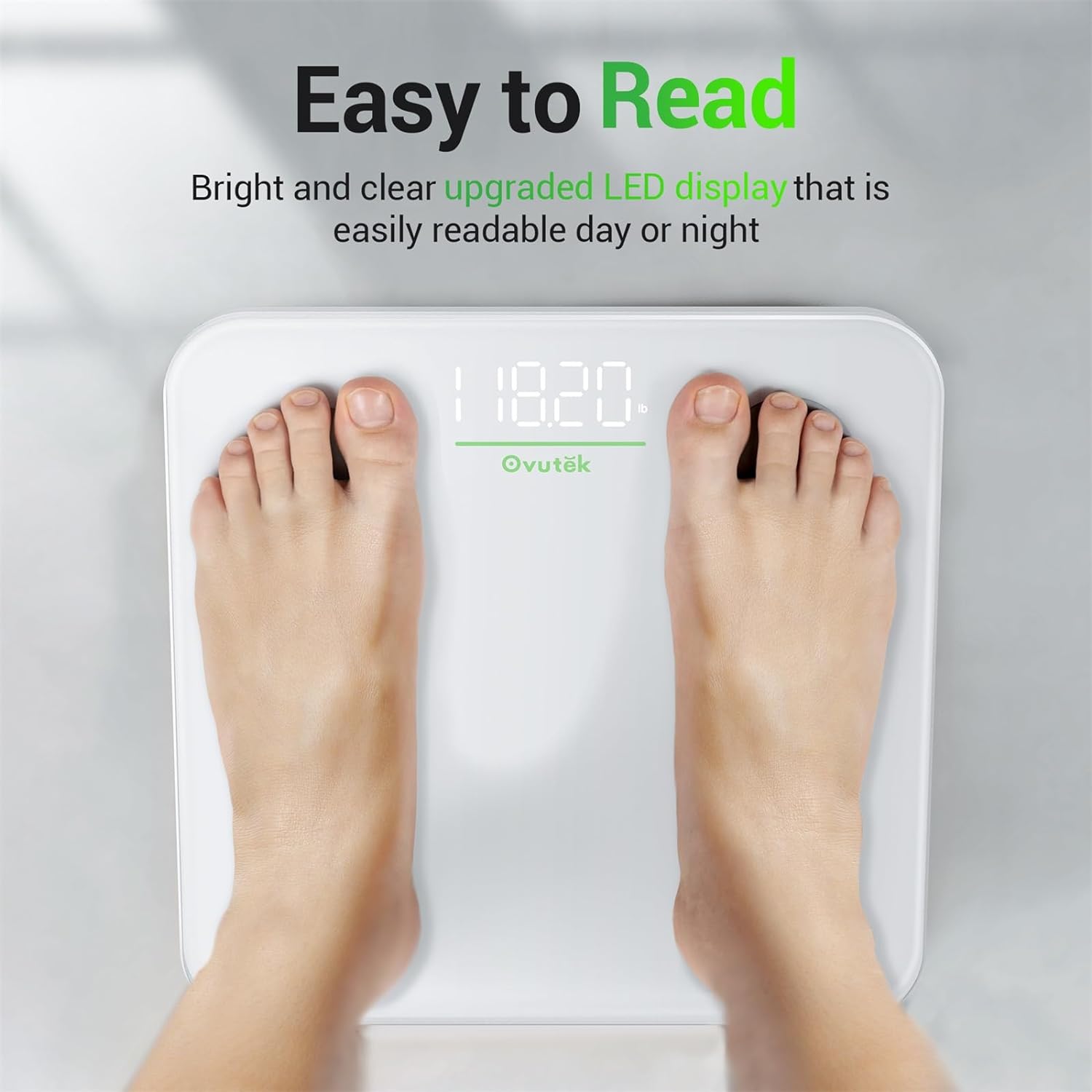 OVUTEK Digital Bathroom Scale with LED Display and 400lb Capacity