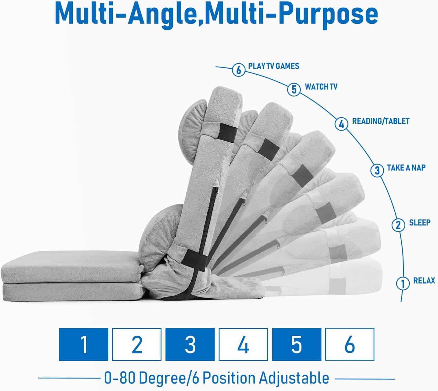 TOPSKY Adjustable Bed Wedge Pillow with 6 Positions and Memory Foam
