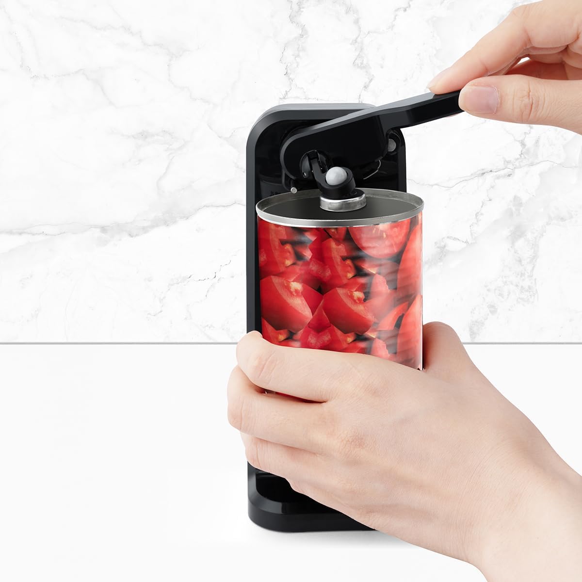 Holstein Electric Can Opener with Auto Shutoff and Push Down Lever Black