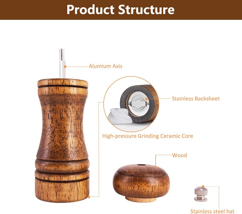 Ouktor Wooden Salt and Pepper Mill Set
