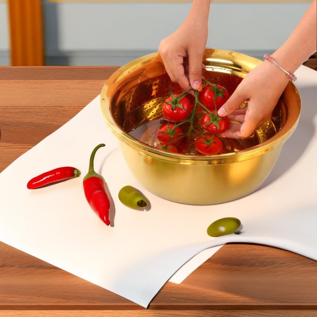 Keiwhsly 3pcs Stainless Steel Colander Set with Julienne Peeler