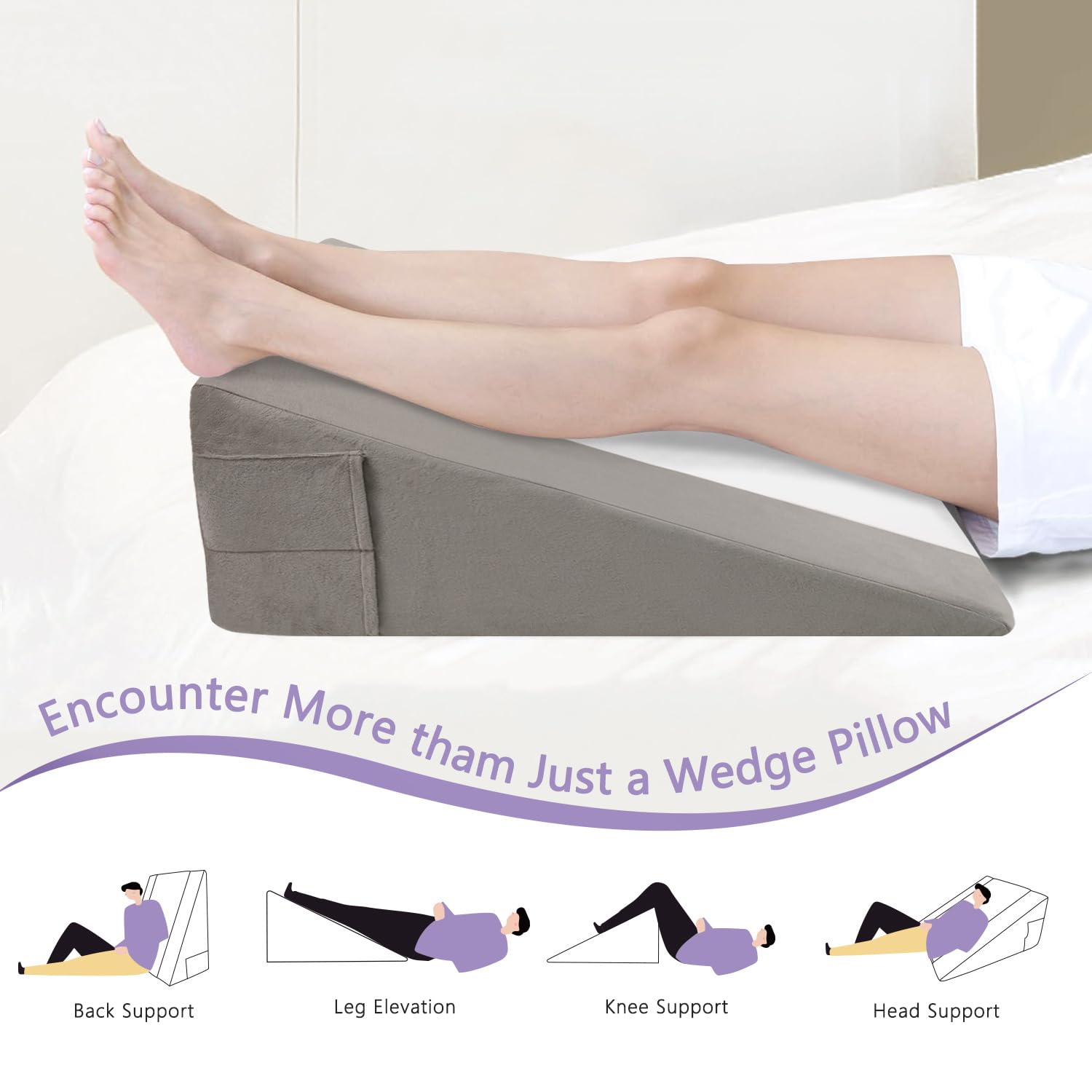 Premium Foam Wedge Pillow for Sleep and Back Support