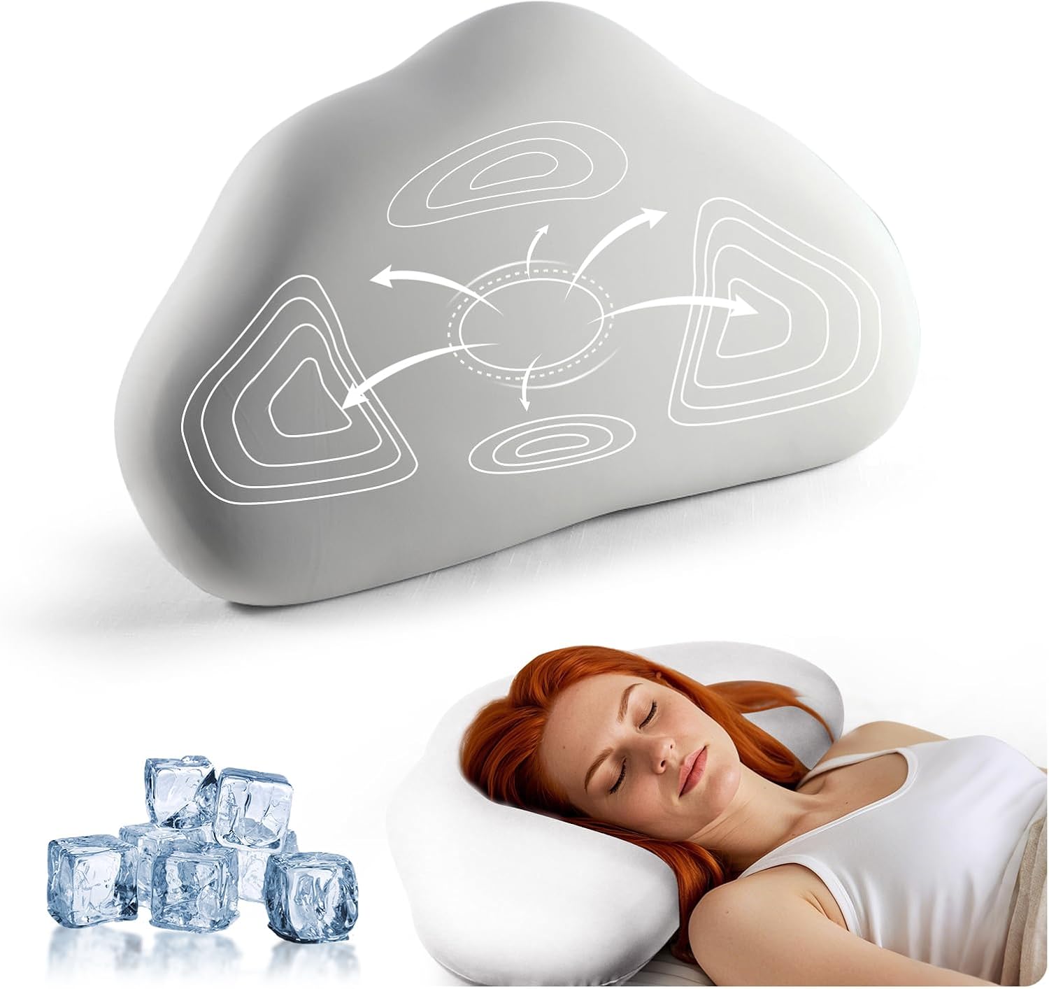 MIMCAT Cloud Contour Memory Foam Pillow with Cooling Cover