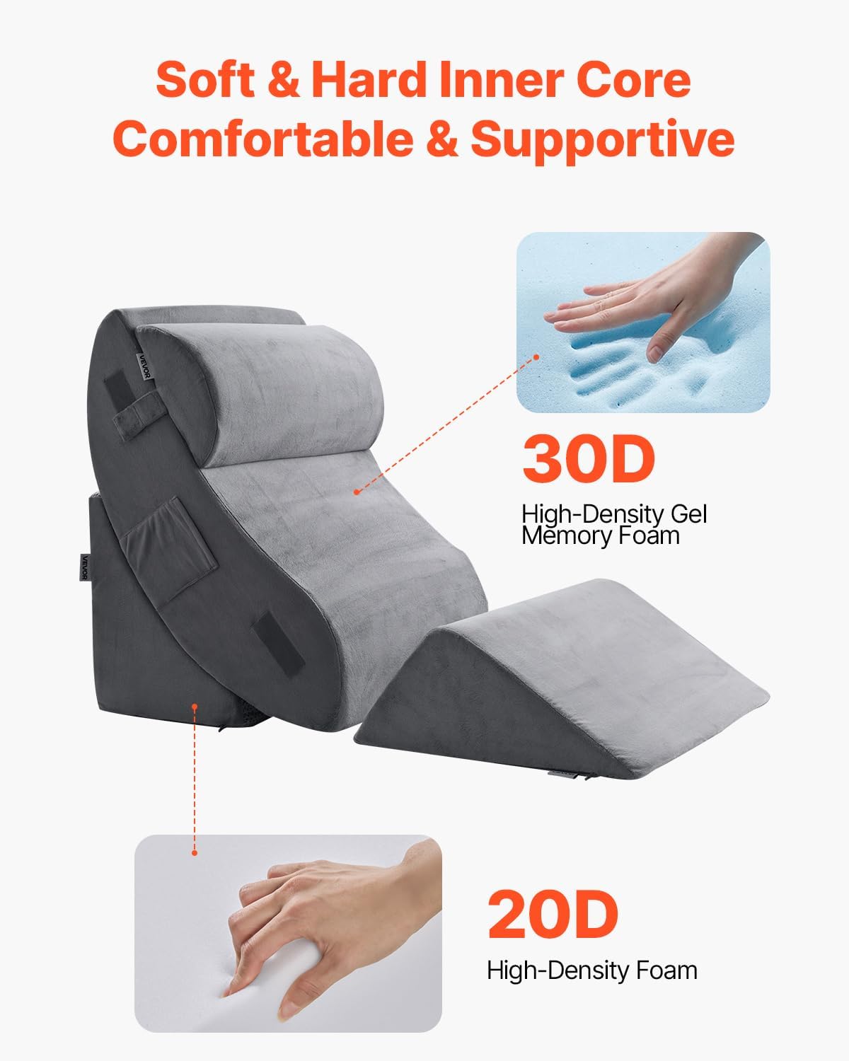 VEVOR 4Pc Adjustable Orthopedic Wedge Pillow Set