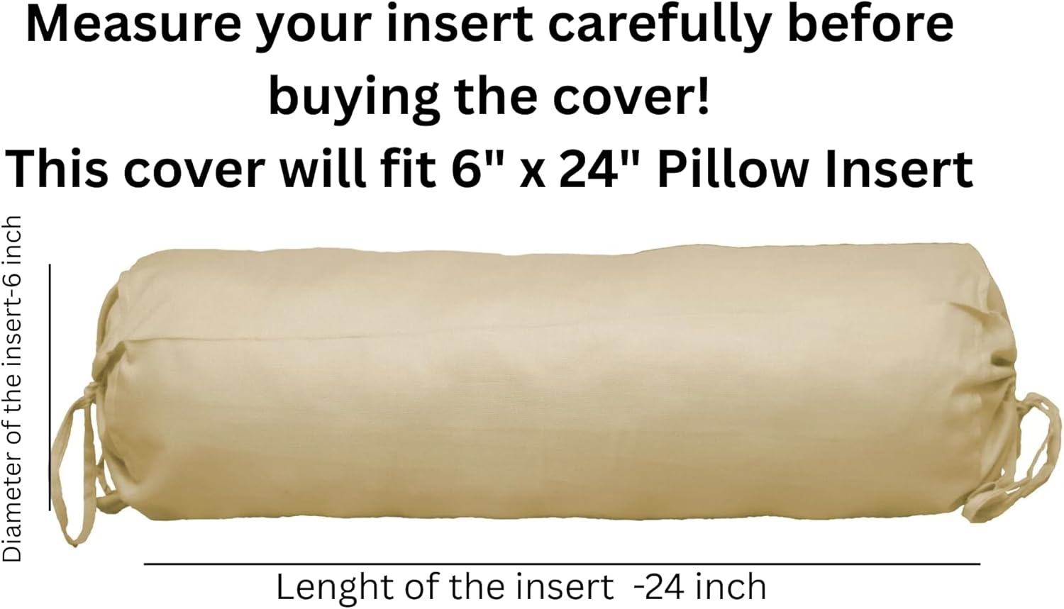 Saffron HANDICRAFTS 240TC Cotton Bolster Cover - Beige 6x24