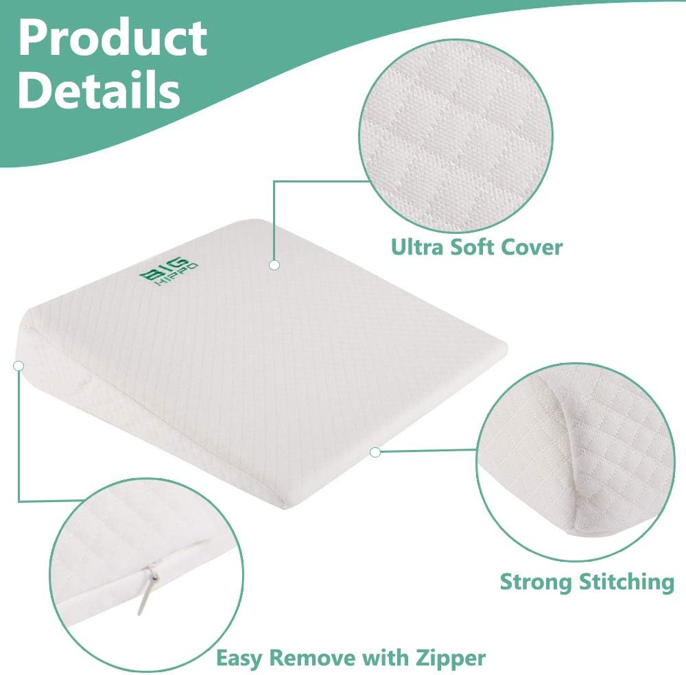 Big Hippo Memory Foam Wedge Pillow 141x141x275in