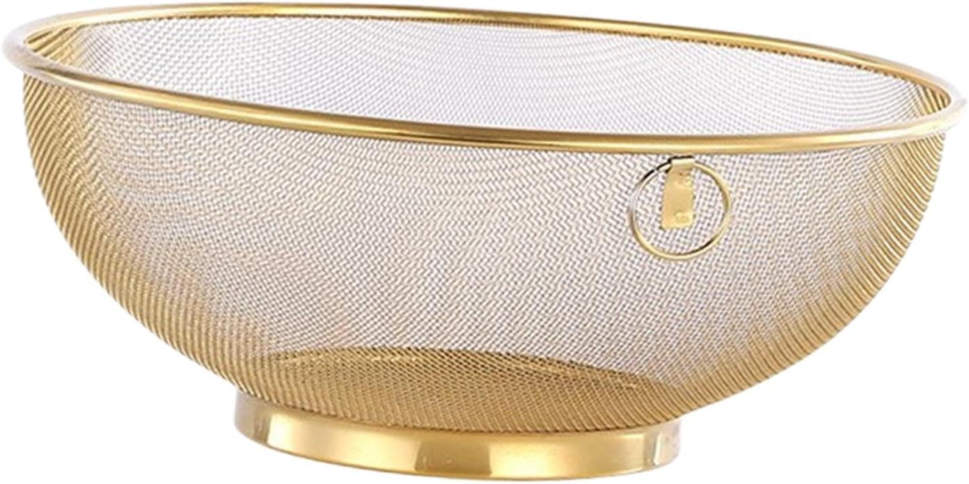 Gold Rice Washing Colander with Handle and Base