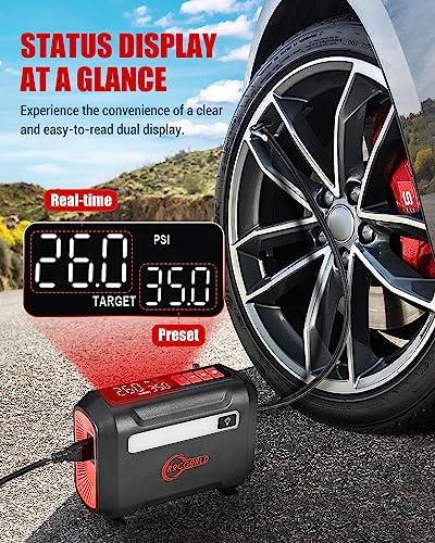 ROCGORLD R8 12V Tire Inflator Portable with Dual Digital Display