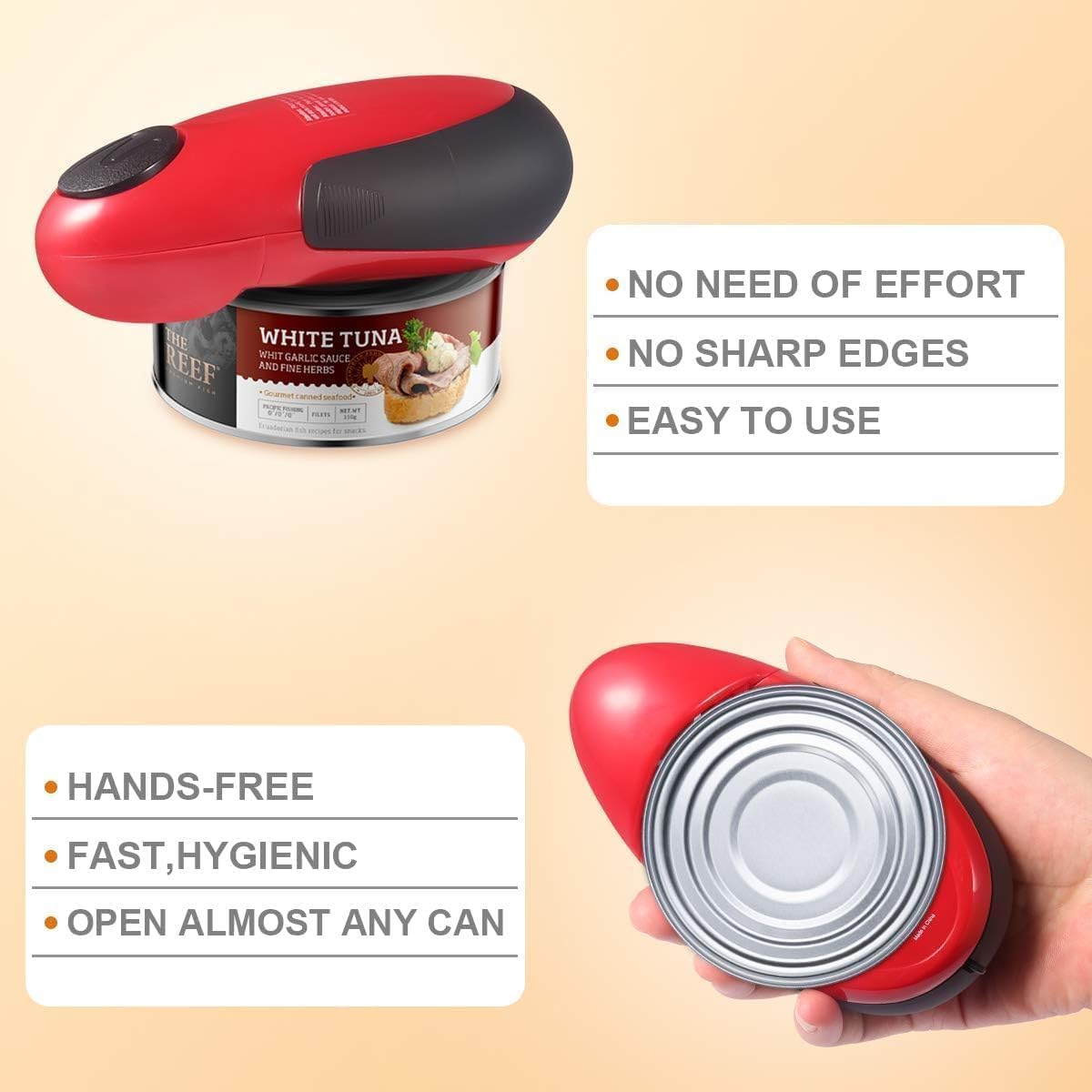 ViperSnap Electric Can Opener - Hand Free Red Battery Operated 1