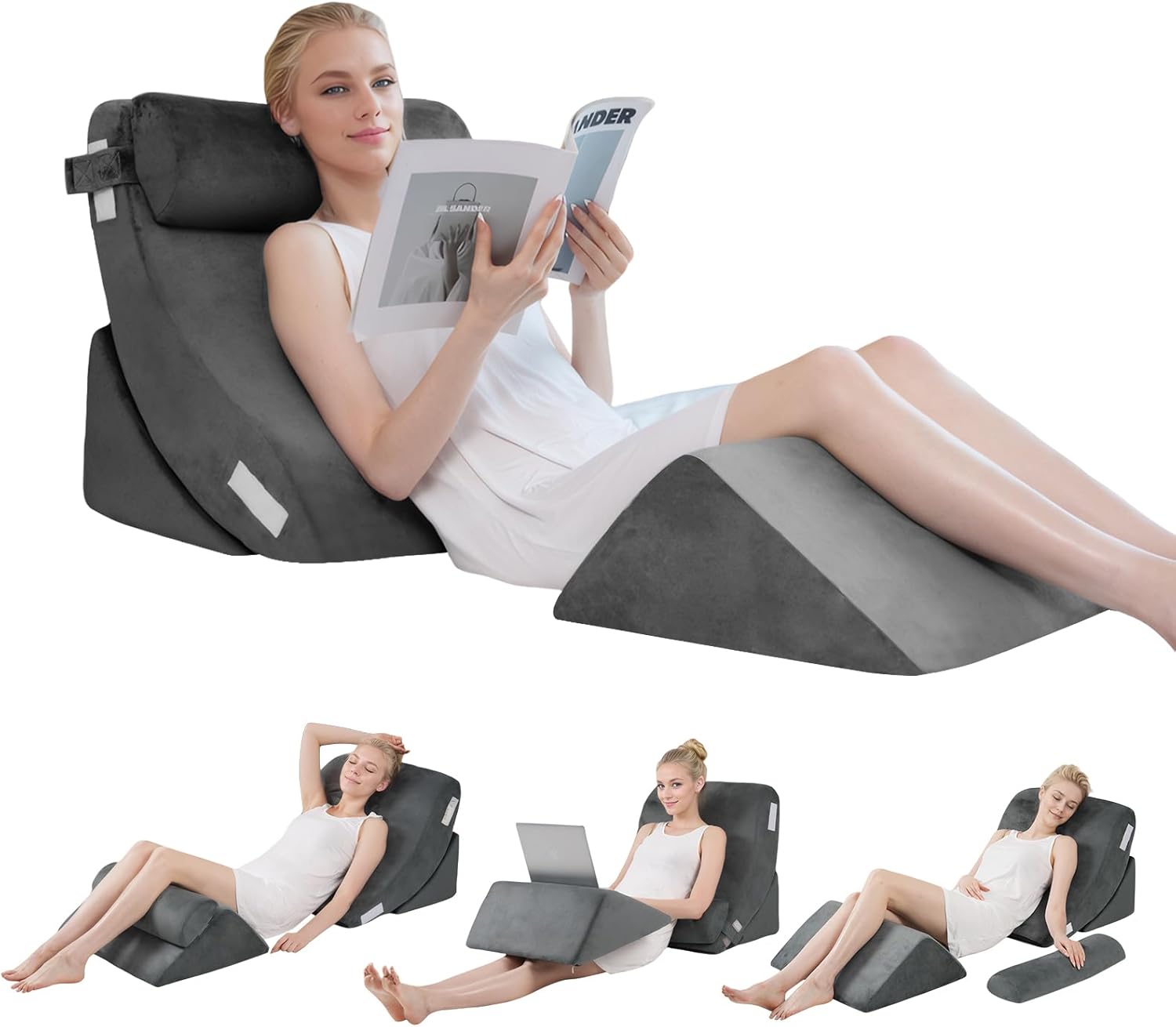 4PCS Orthopedic Bed Wedge Pillow Set for Back and Leg Pain Relief