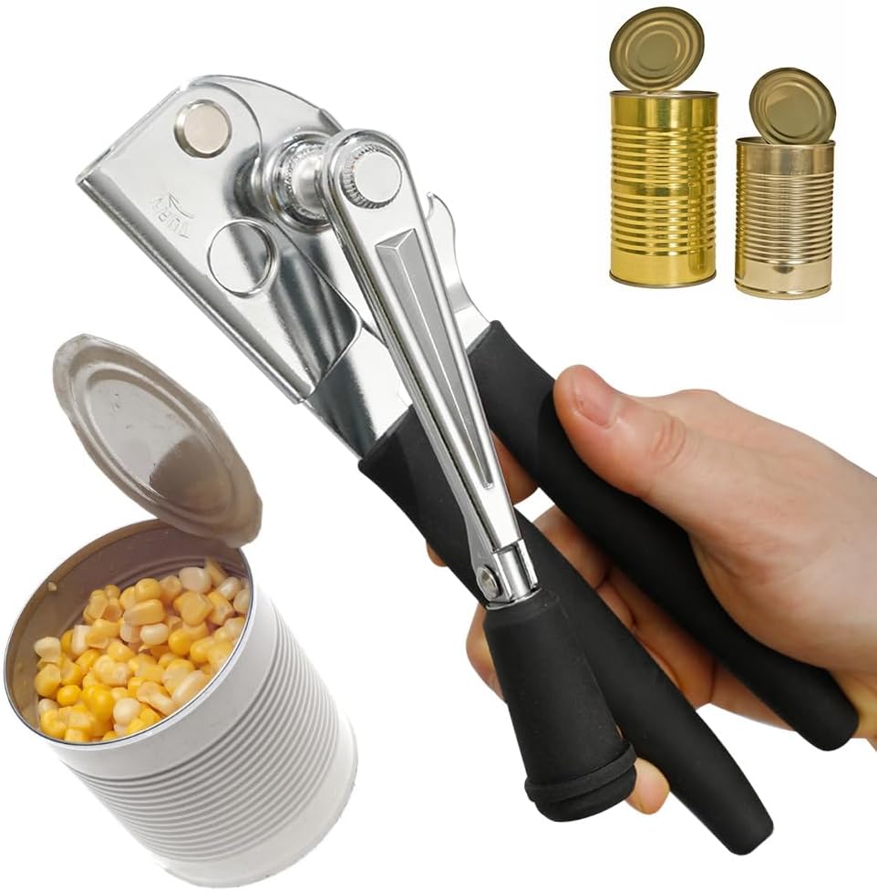 NUFR Heavy Duty Manual Can Opener with Rubber Handles