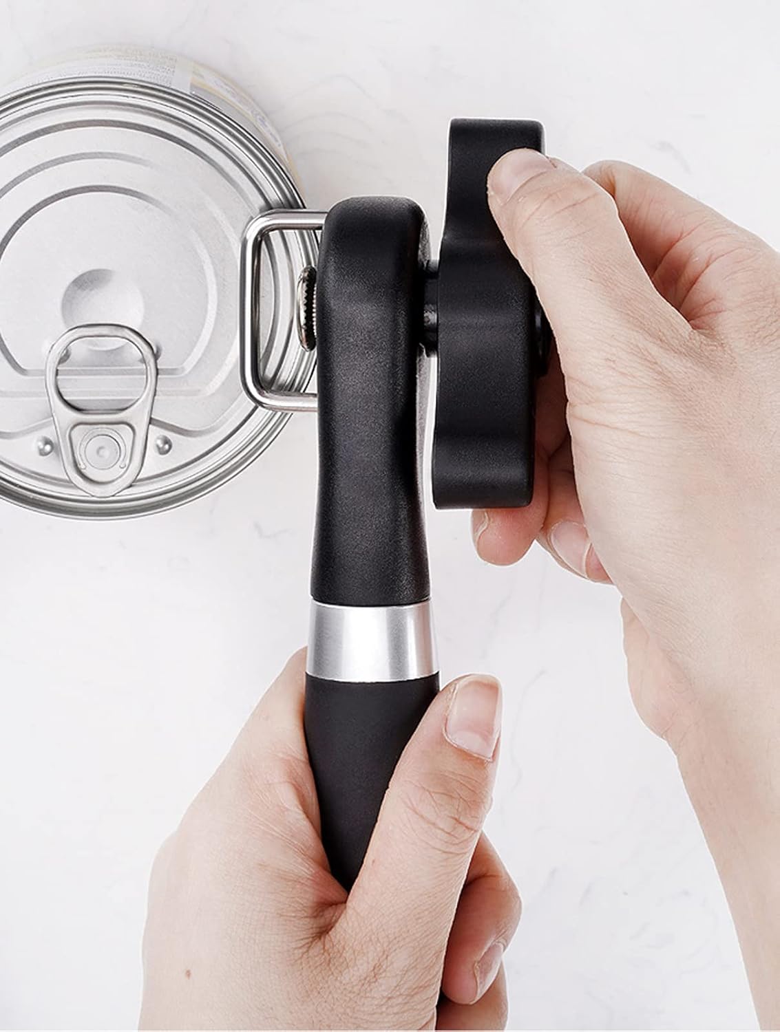RICKUNCL Manual Can Opener with Soft Grip and Smooth Edge