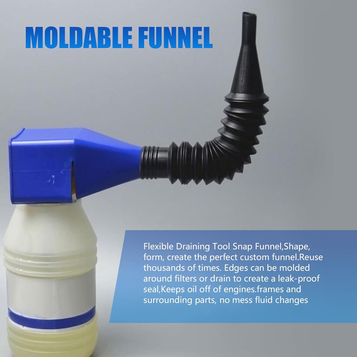 2 PCS Auto Flexible Funnel with Extendable Spout and Snap Seal