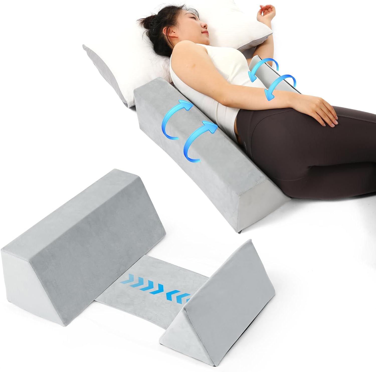 Fanwer Positioning Wedge Pillow for Back Pain Relief Snoring Prevention