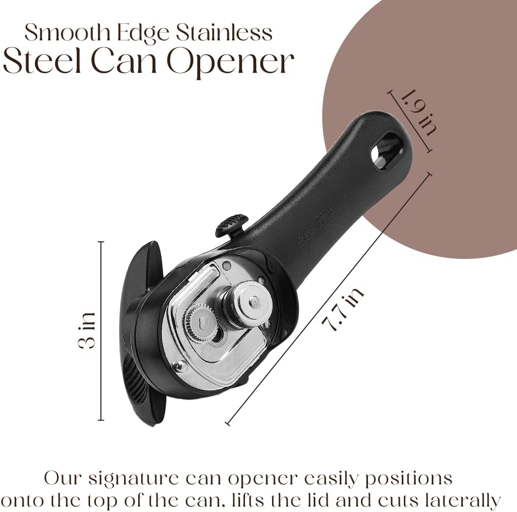 Bellemain Stainless Steel Manual Can Opener - Ergonomic Safe Cut for Seniors