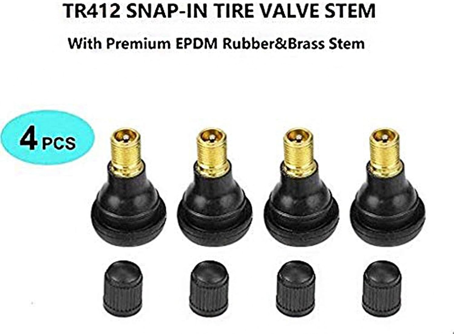 ACCRETION TR412 Rubber Snap-in Valve Stem Set of 4