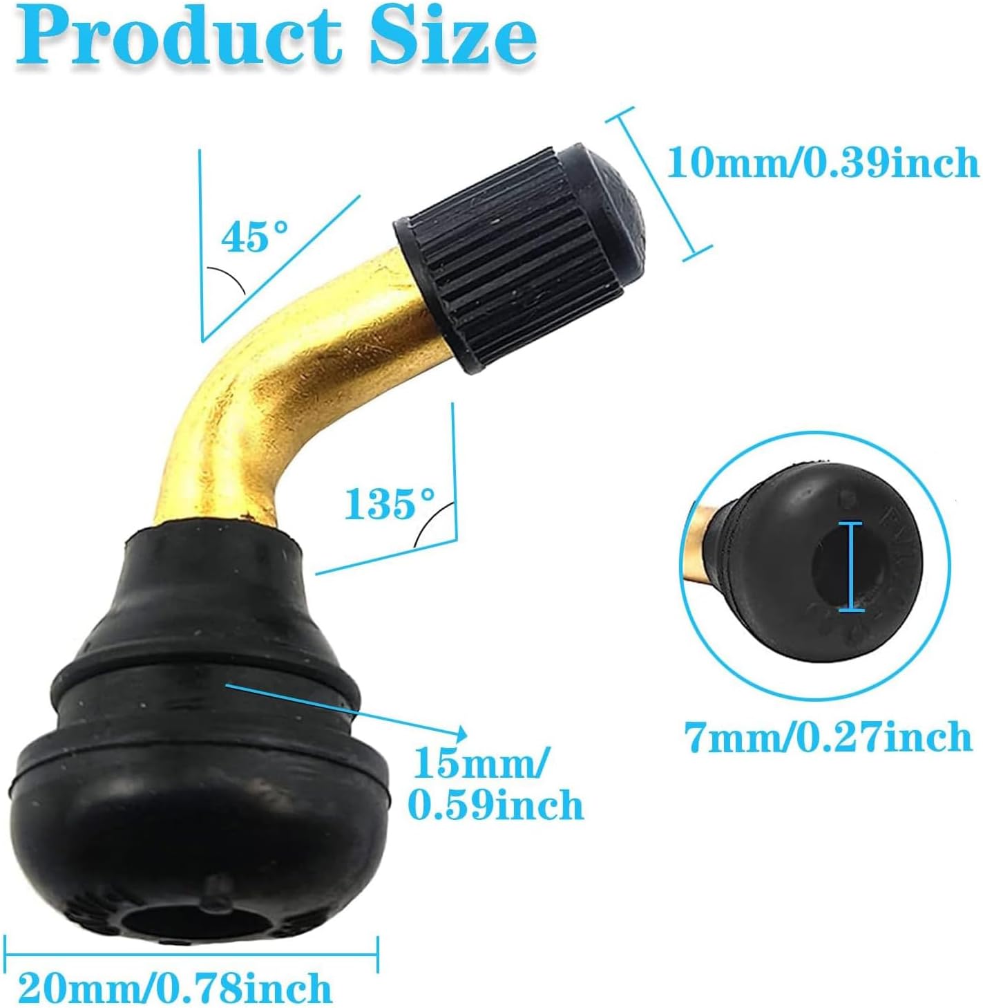 YUENTOEN 4Pcs 45 Degree Bent Valve Stem for Tubeless Tires 1