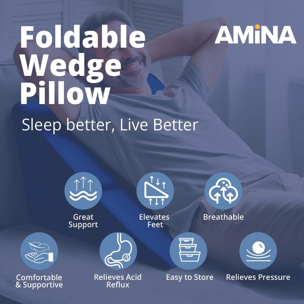 AMiNA 10 Folding Bed Wedge Pillow for Comfort and Recovery