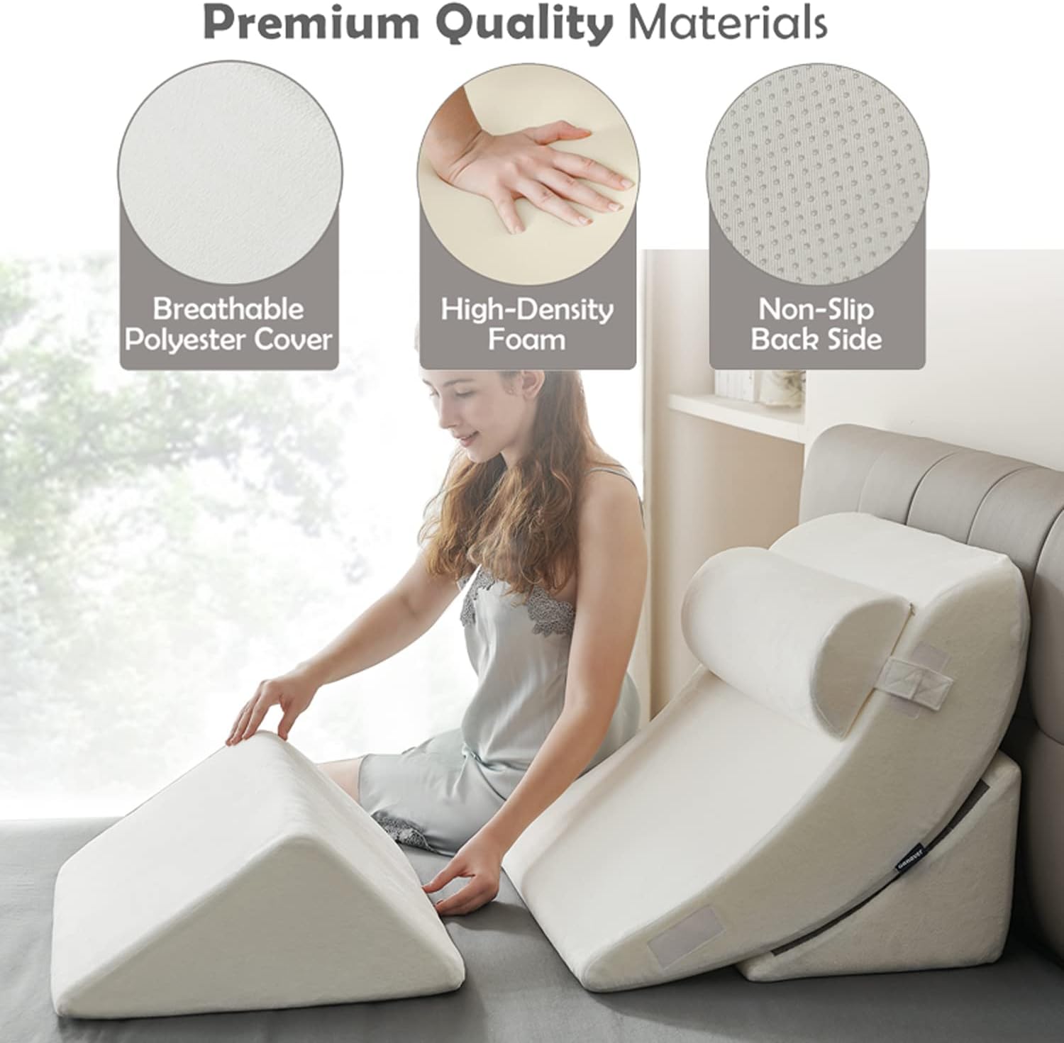 Ganaver 4PCS Orthopedic Pillow Set for Surgery Recovery and Acid Reflux Relief
