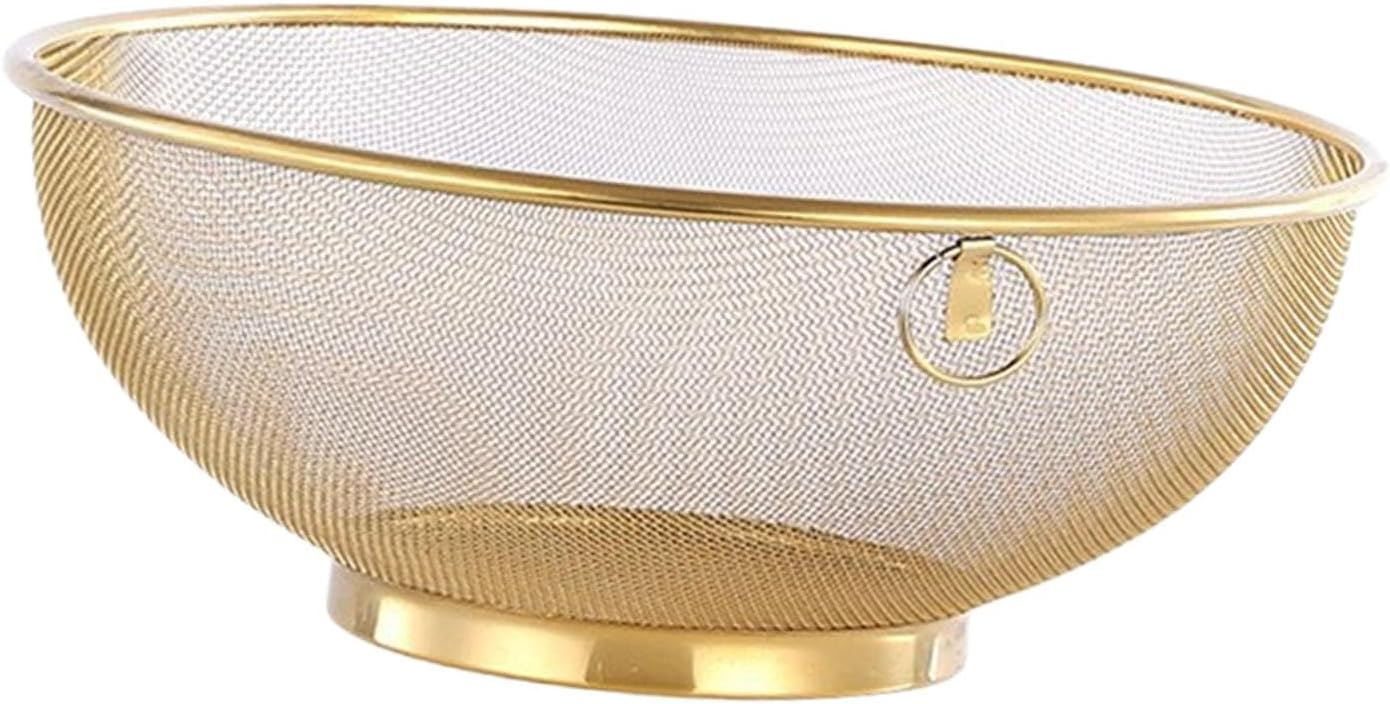 Gold Rice Washing Colander with Handle and Base