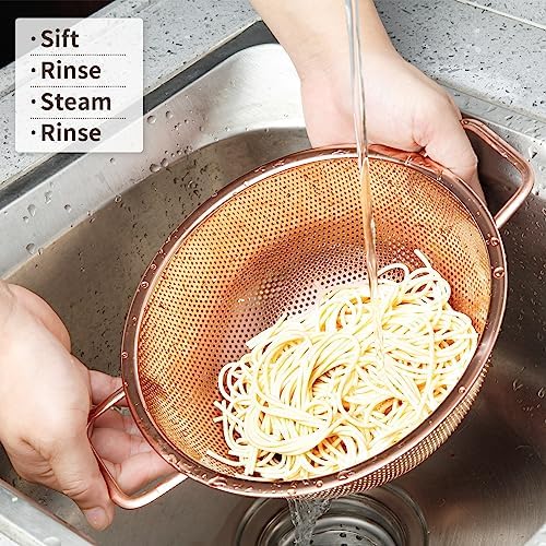 BLAGAIN 3-Quart Rose Gold Colander with Handle 1