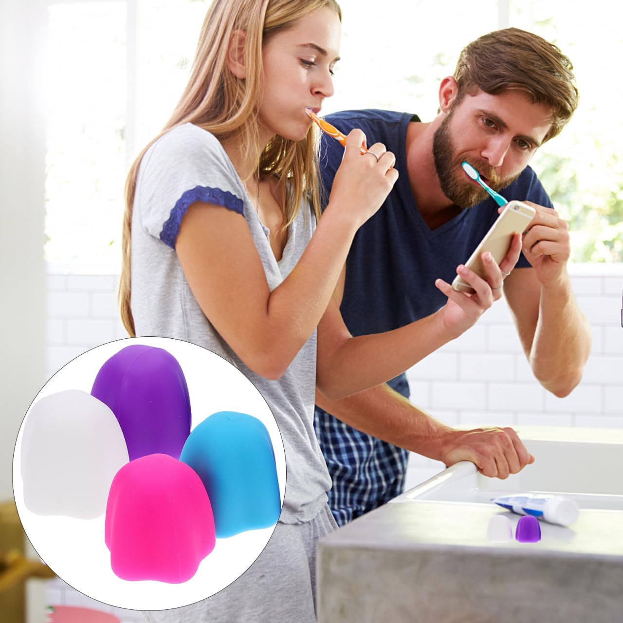 OATIPHO 4Pcs Toothpaste Squeezers with Color Caps