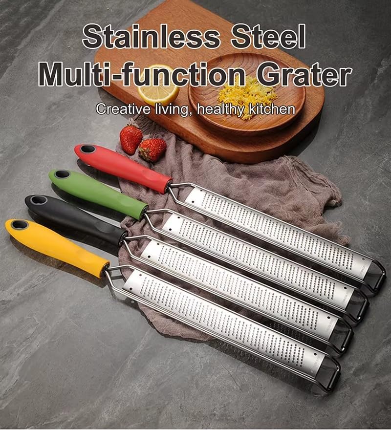 Premium Stainless Steel Food Grater with Cover and Brush - Red