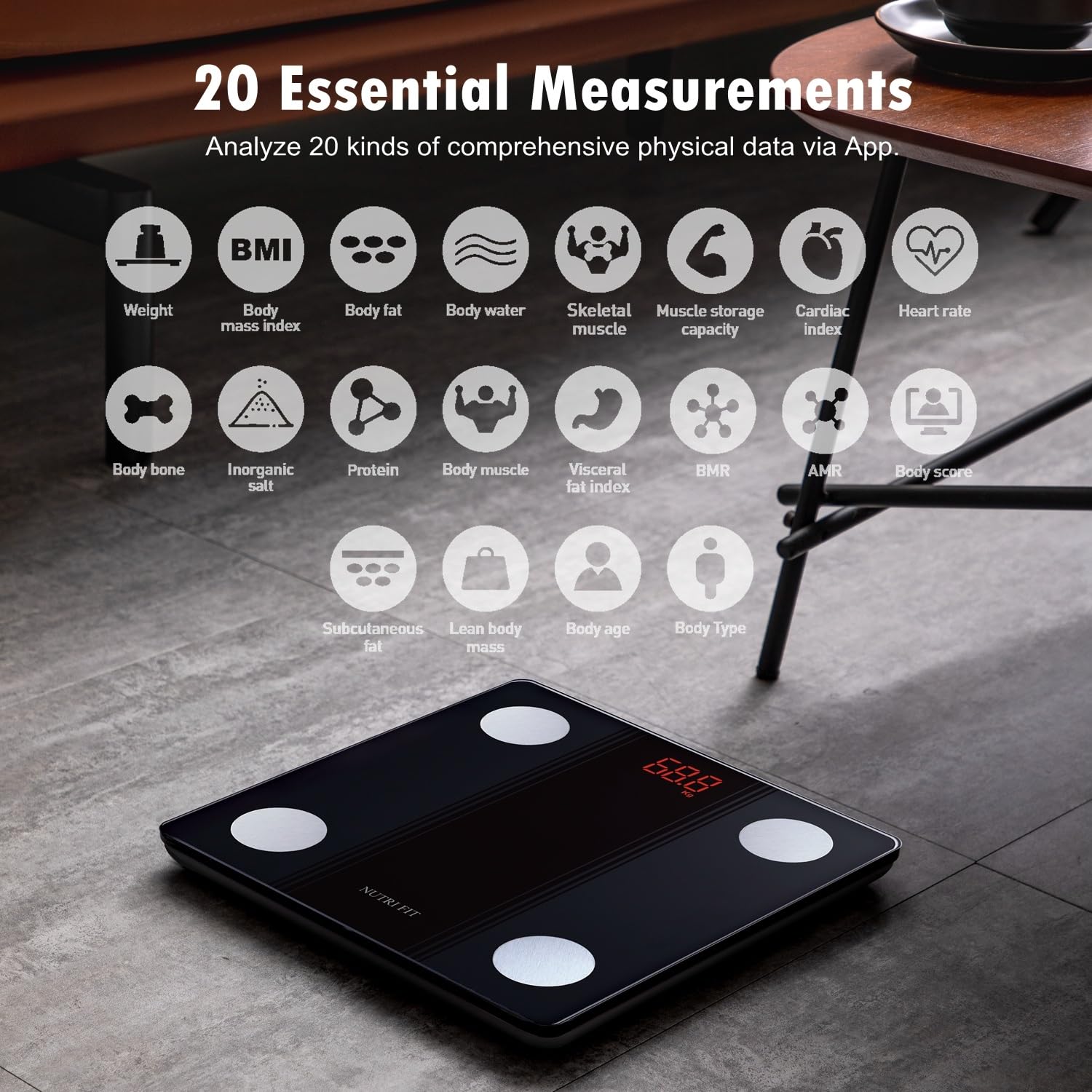 NUTRI FIT Smart Body Fat Scale with Bluetooth Sync