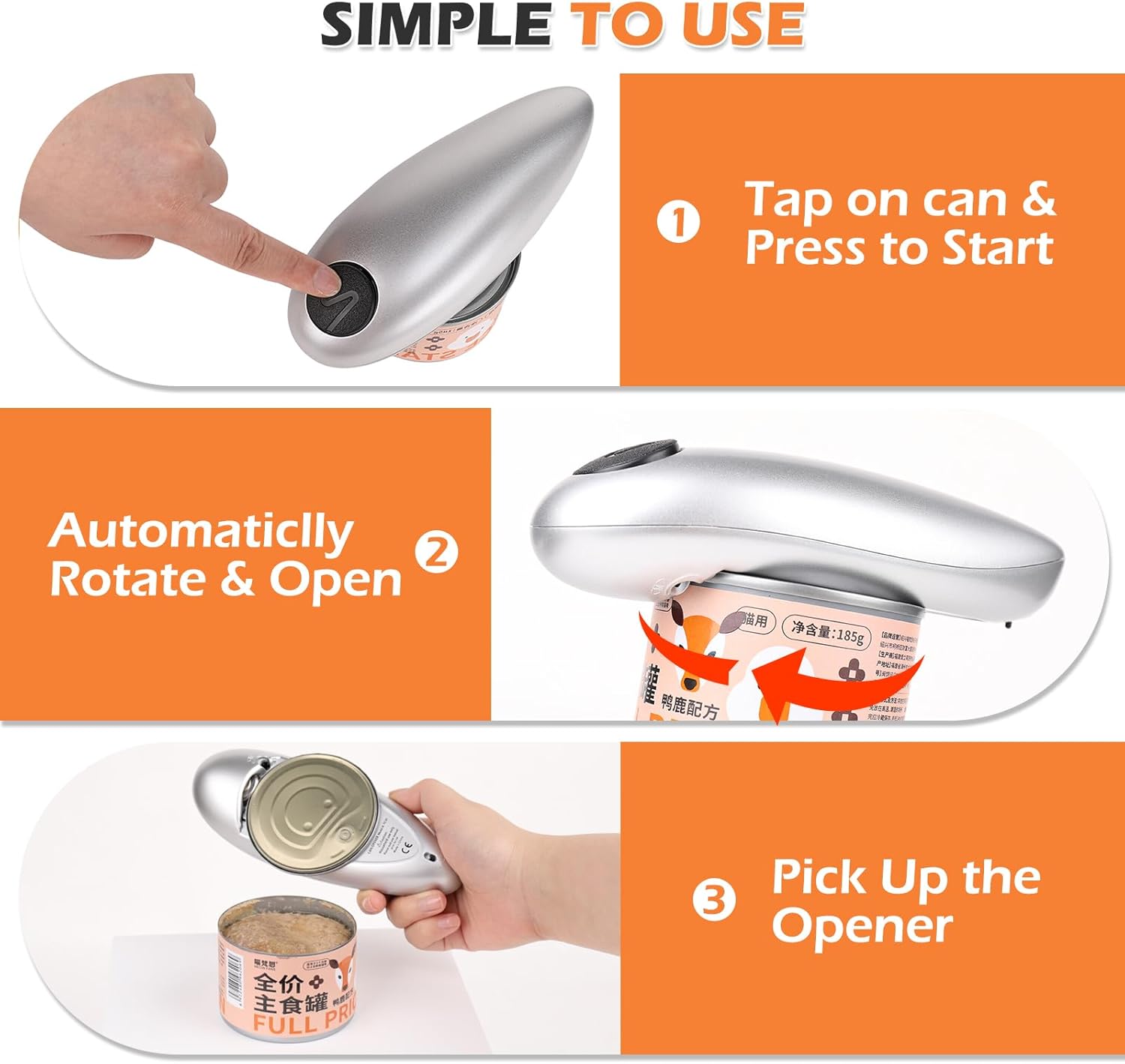 One Touch Electric Can Opener - Smooth Edge Cordless Compact Black