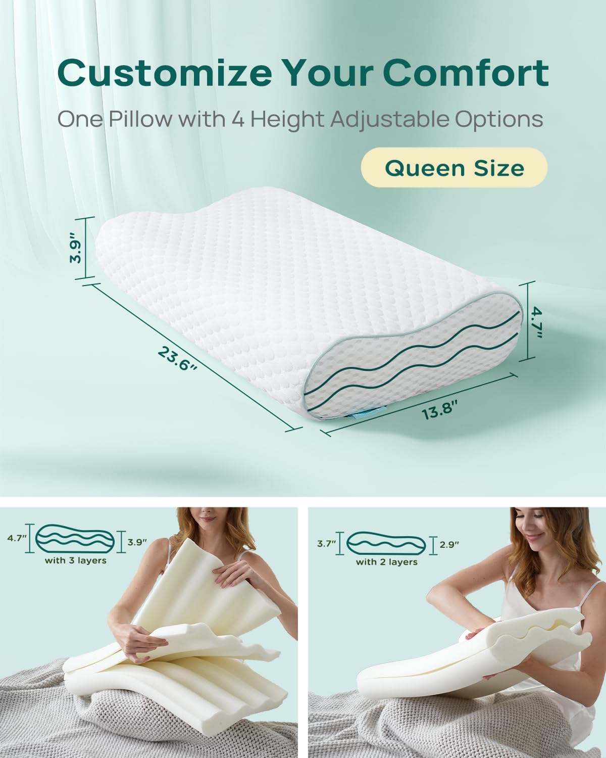 Releep Cervical Neck Pillow - Adjustable Support for All Sleepers
