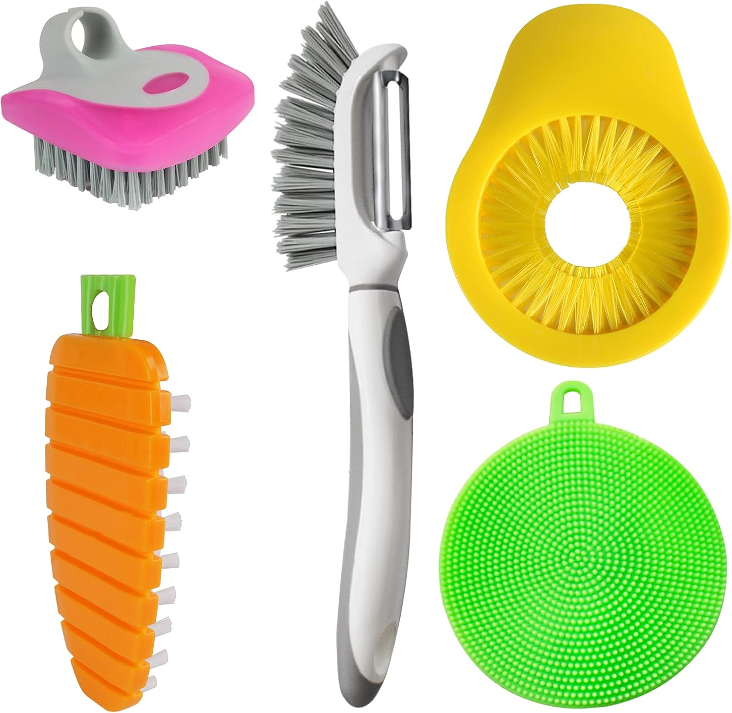 Openfly 5 Piece Flexible Fruit and Vegetable Brush Set