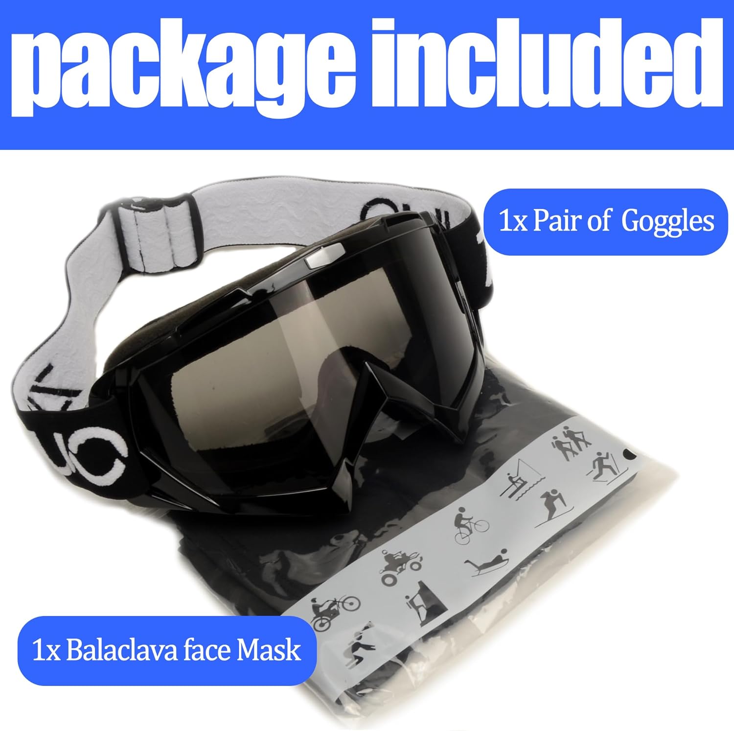 ATV Goggles with Balaclava Face Mask for All Ages