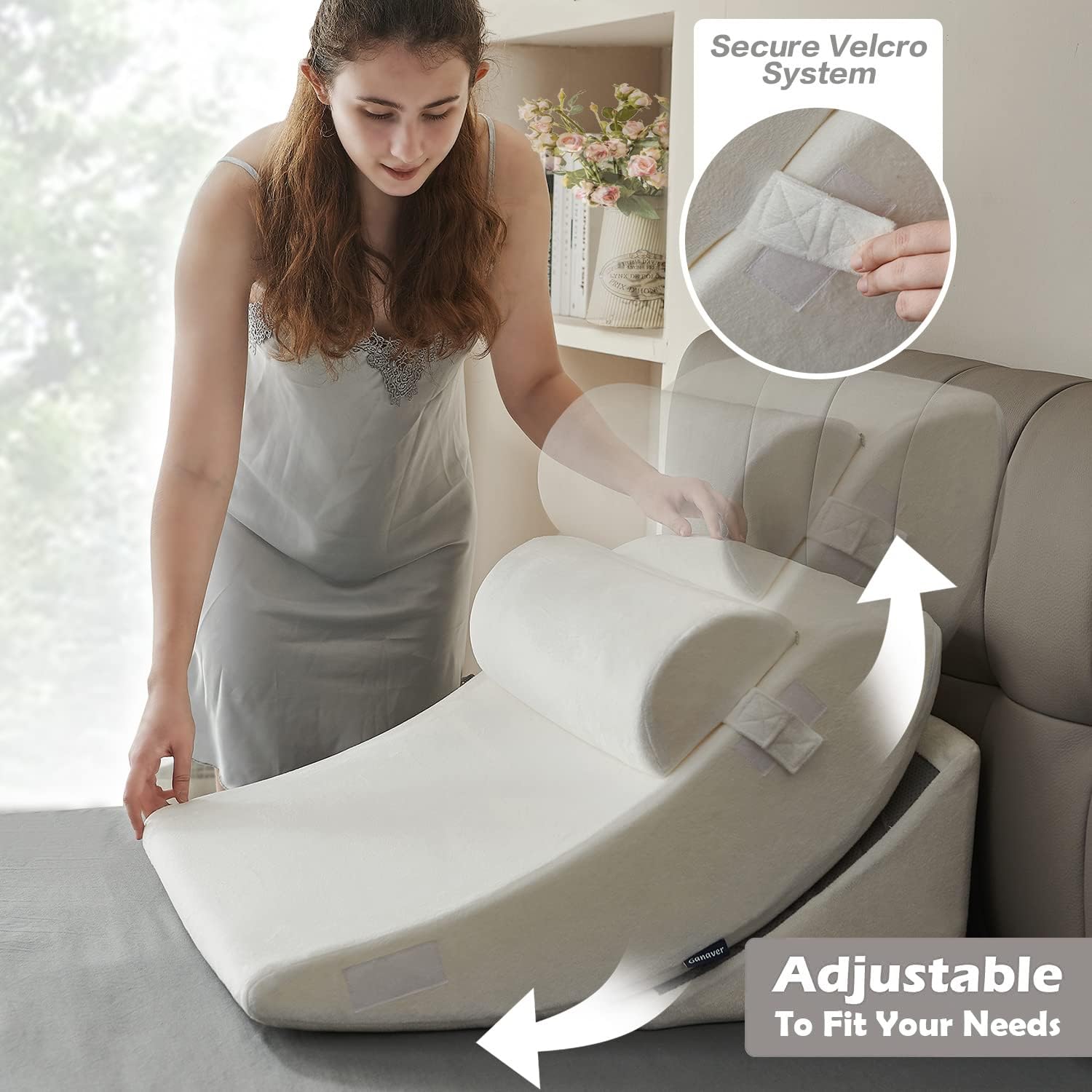 Ganaver 4PCS Orthopedic Pillow Set for Surgery Recovery and Acid Reflux Relief