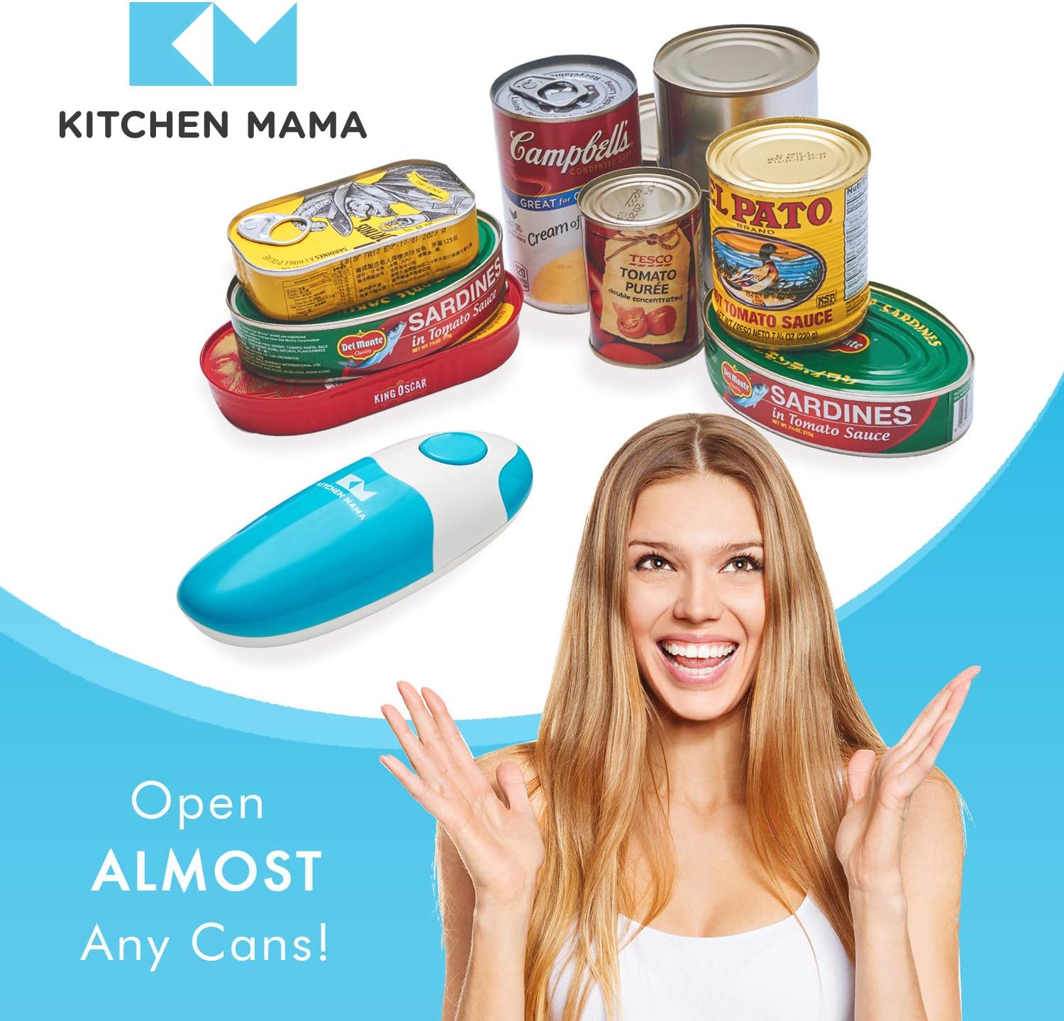 Kitchen Mama Auto Electric Can Opener - Battery Operated Hands Free Smooth Edge