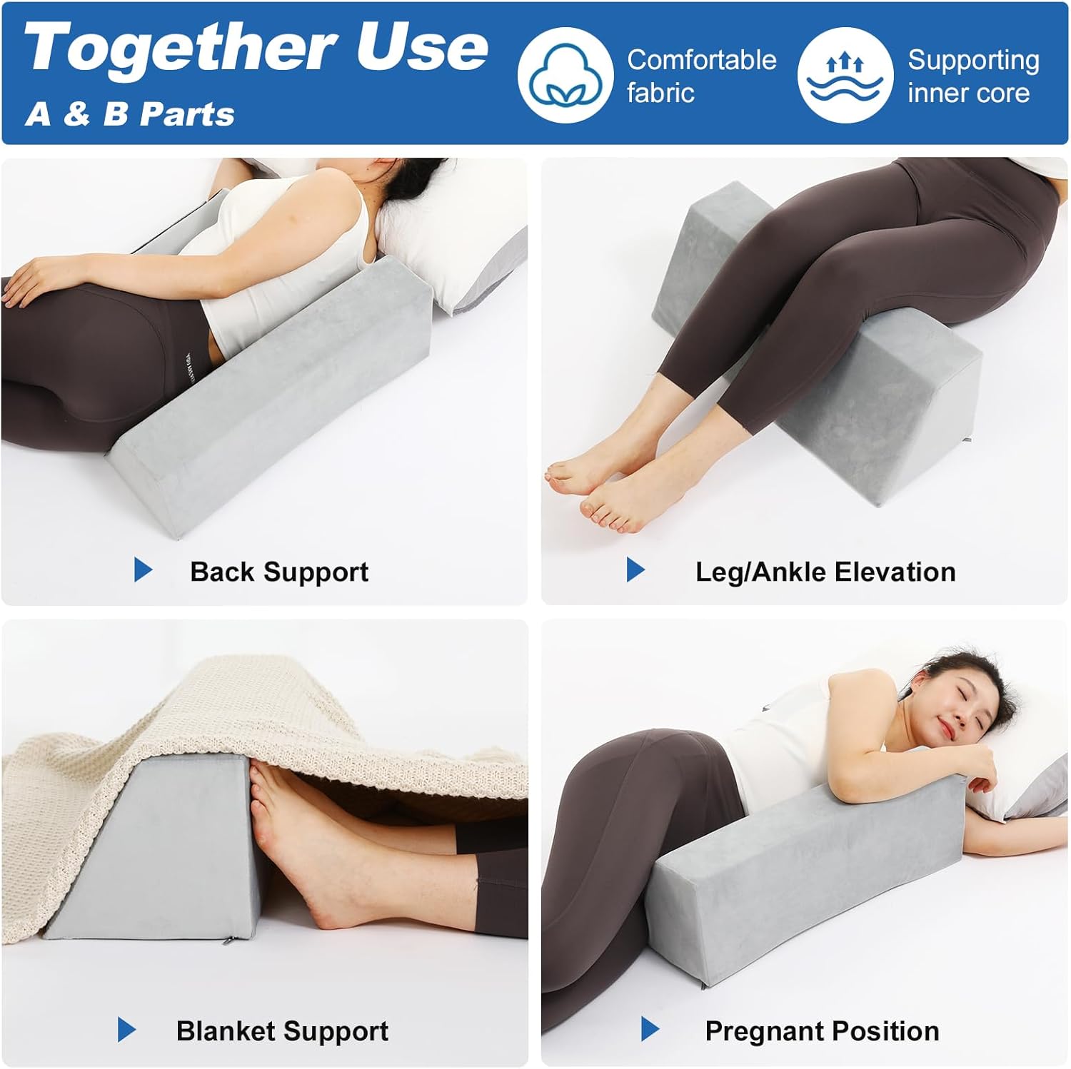 Fanwer Positioning Wedge Pillow for Back Pain Relief Snoring Prevention