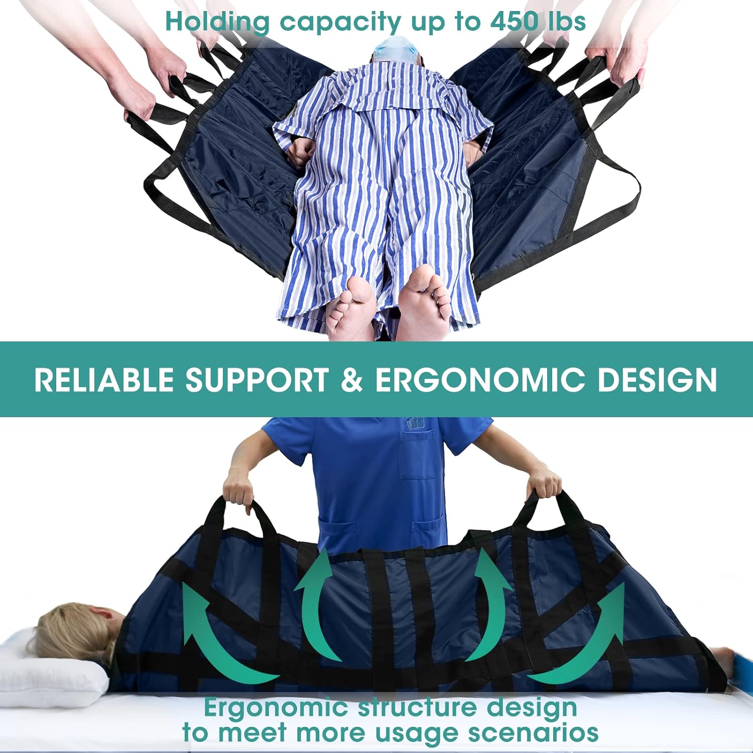 Tinfaul 60x40 Positioning Bed Pad with Handles