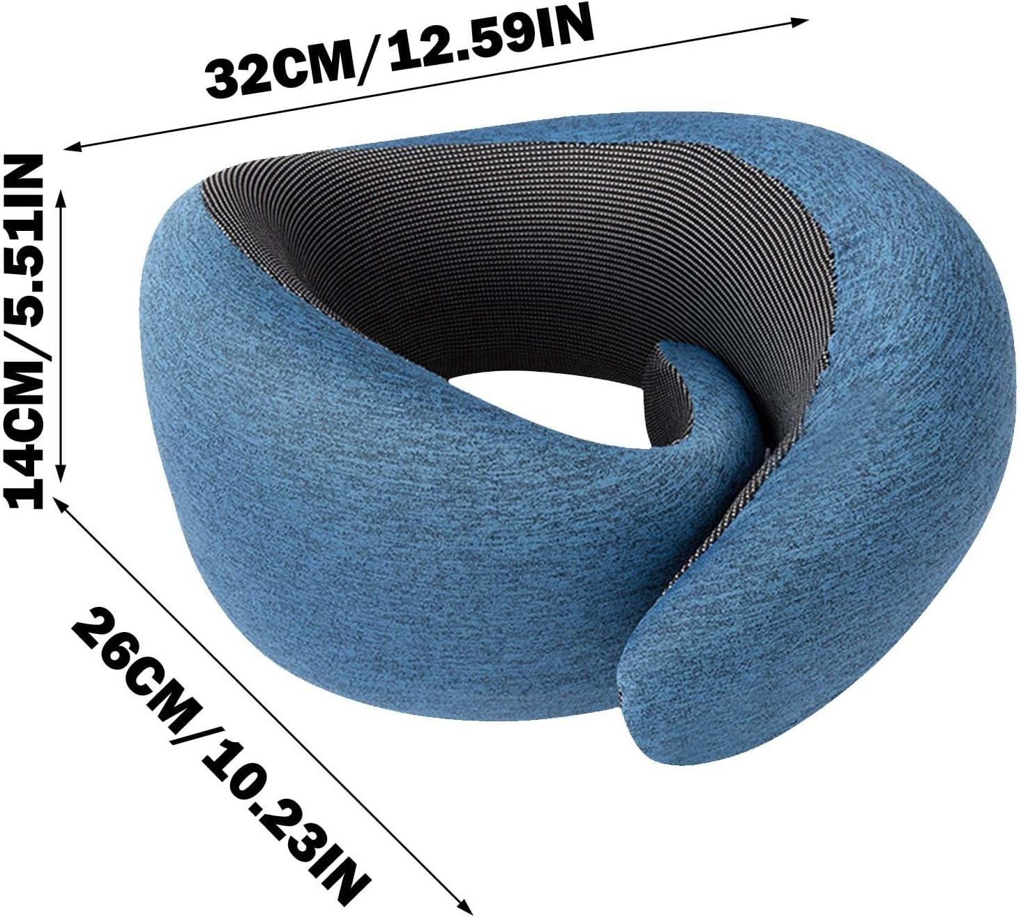 Adjustable Memory Foam Travel Neck Pillow with 360 Support - Blue