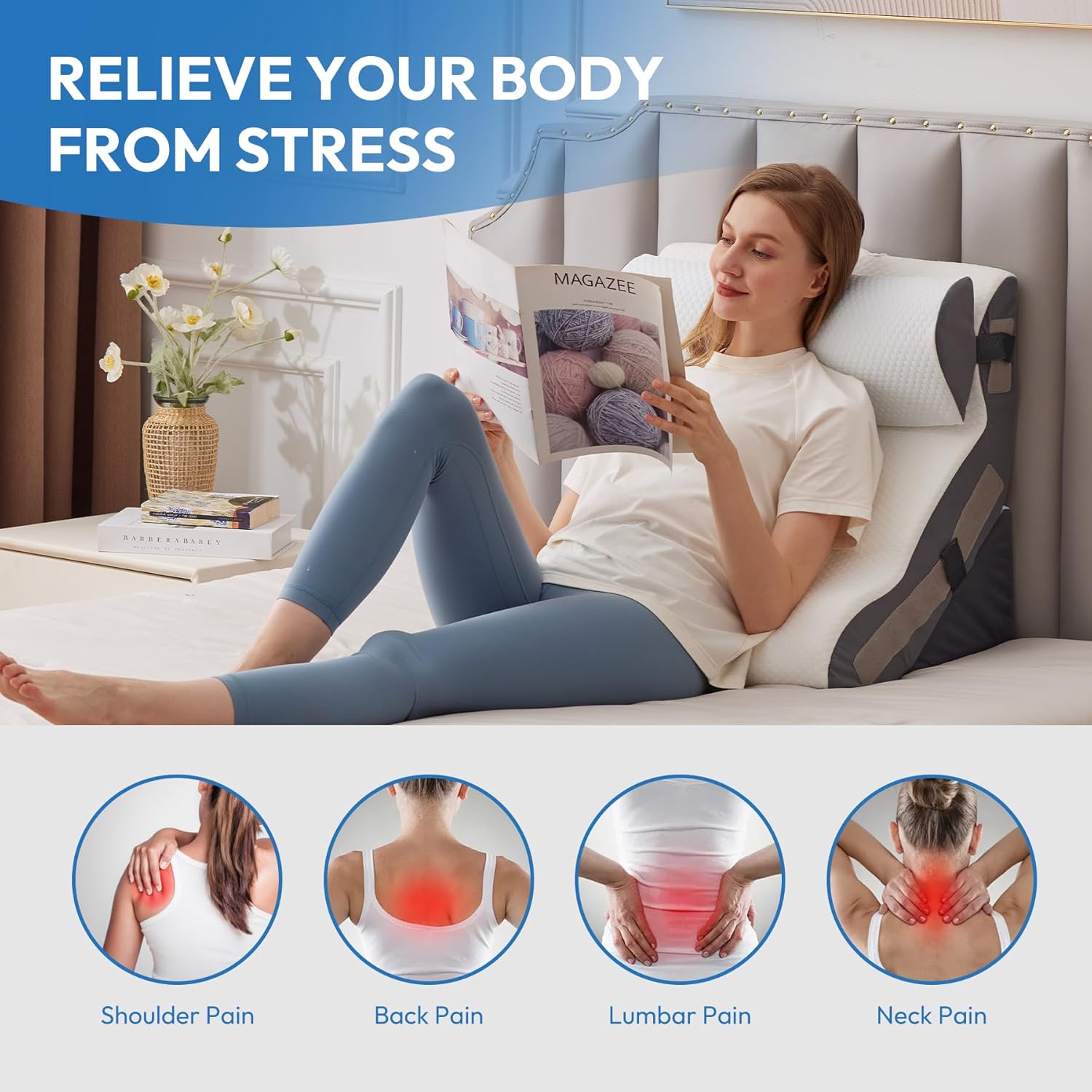 3PCS Wedge Pillow Set for Post Surgery and GERD Relief